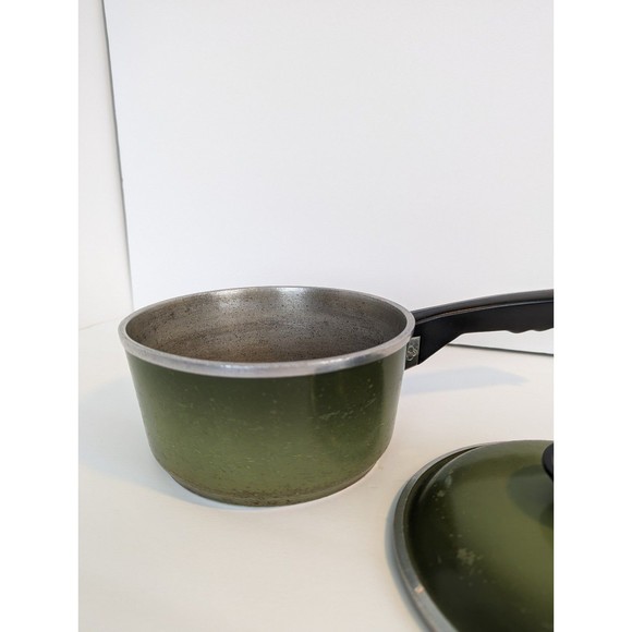 Vintage Avocado Olive Green Club Aluminum Sauce Pan Mid Century with Lid - Picture 5 of 11